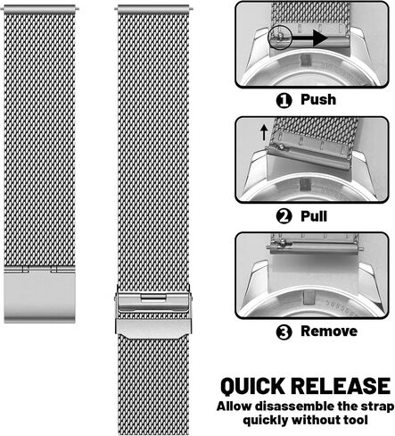 YUZEX Pure Titanium Watch Band Men Women Quick Release Mesh Watches Strap Soft Lightweight Skin-Friendly Wristwatch Vented Titanium Metal Bracelet Compatible for Apple Junghans 19mm 20mm 21mm 22mm in Kuwait
