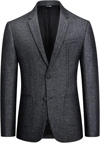 معطف رياضي رجالي من التويد المتعرج مزود بزرين وفتحة جانبية وسترات بليزر كاجوال من مزيج الصوف in Kuwait