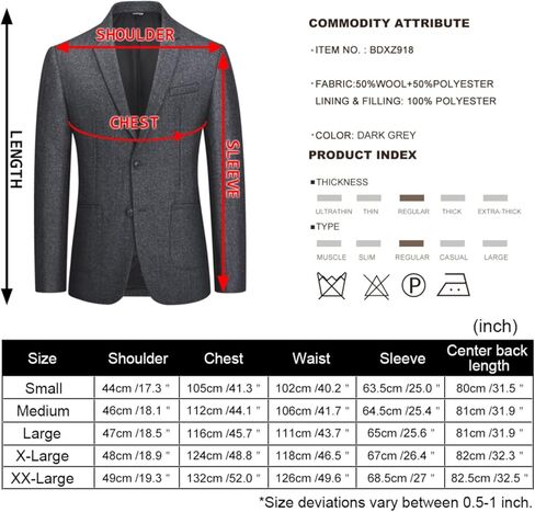 معطف رياضي رجالي من التويد المتعرج مزود بزرين وفتحة جانبية وسترات بليزر كاجوال من مزيج الصوف in Kuwait
