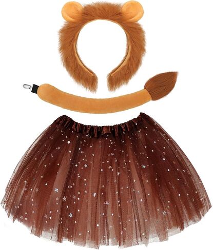 Newcotte 3 Pcs Halloween Costume Animal Tutu Ears Headband Tail Fancy Dress Costume Kit for Youth Adult Halloween Cosplay in Saudi Arabia