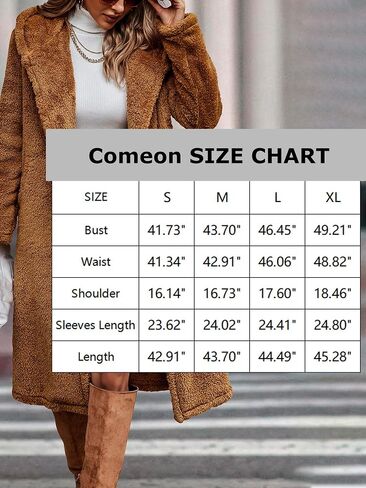 Comeon Womens Long Winter Coats Upgraded Fluffy Fuzzy Jackets Fashion Hooded Warm Faux Fur Shaggy Outwear with Pockets in Saudi Arabia