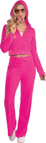 amscan Couture Cutie Velour Track Suit | Hot Pink - 1 Set, Small in Saudi Arabia