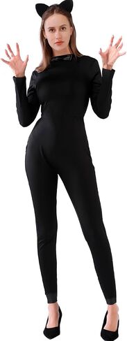 IMISHM 5 Pieces Cat woman Halloween Costume Black Catsuit For Women Halloween Cosplay Deluxe Costume in Saudi Arabia