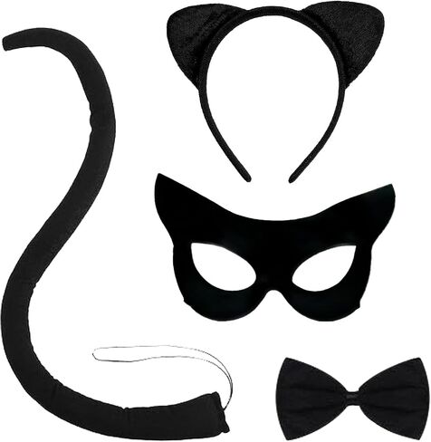 IMISHM 5 Pieces Cat woman Halloween Costume Black Catsuit For Women Halloween Cosplay Deluxe Costume in Saudi Arabia