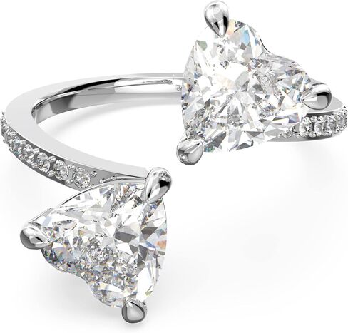 Swarovski Attract Soul Double Heart Ring Collection, Rhodium Finish, Clear Crystals in Kuwait