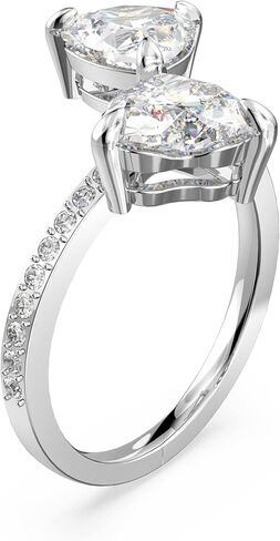 Swarovski Attract Soul Double Heart Ring Collection, Rhodium Finish, Clear Crystals in Kuwait