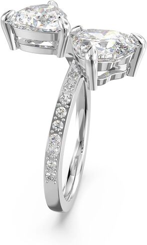Swarovski Attract Soul Double Heart Ring Collection, Rhodium Finish, Clear Crystals in Kuwait