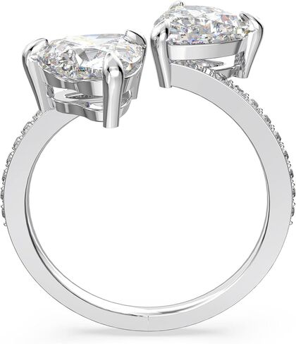 Swarovski Attract Soul Double Heart Ring Collection, Rhodium Finish, Clear Crystals in Kuwait