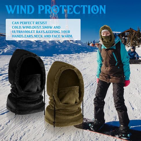 2 Pcs Ski Mask Fleece Balaclava Hood Warm Snowboard Face Warmer Cap Scarf Windproof Thermal Balaclava Hat Winter Face Mask in Saudi Arabia