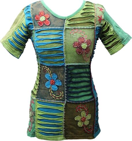 Women Patchwork Body Fit Vest Blouse Ladies T-Shirt Festival Hippie Summer Tops in Saudi Arabia