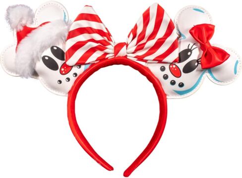 Loungefly Disney Christmas Mickey and Minnie Snowman AOP Womens Double Strap Shoulder Bag Purse with Ears Headband in Saudi Arabia