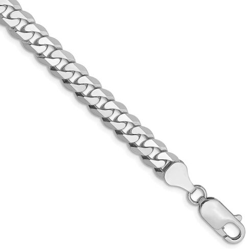 Solid 14k Yellow Gold White Gold 6.1mm Flat Curb Cuban Link Bracelet in Saudi Arabia
