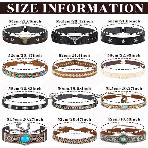 Sasylvia 12 Pcs Cowboy Hat Bands for Women Men Ethnic Western Hat Belts Replacement Adjustable Traditional Leather Beaded Turquoise Hatbands for Straw Fedora Panama Mexican Hat in Saudi Arabia