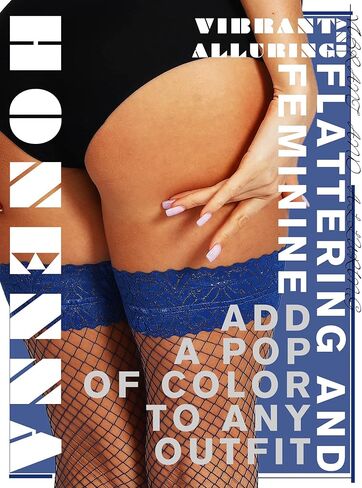 جوارب HONENNA عالية الفخذ من شبكة صيد السمك، أكثر من 20 لونًا من الدانتيل السيليكون من الأعلى للنساء، مقاس A-D in Kuwait