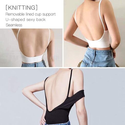 JUST BEHAVIOR حمالة صدر مريحة ذات ظهر منخفض ورقبة على شكل حرف V، قمصان قصيرة للتمرين بظهر منخفض للنساء in Kuwait