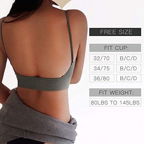 JUST BEHAVIOR حمالة صدر مريحة ذات ظهر منخفض ورقبة على شكل حرف V، قمصان قصيرة للتمرين بظهر منخفض للنساء in Kuwait