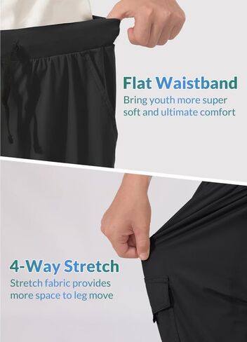 BALEAF Boy's Hiking Pants Quick Dry Youth Cargo Joggers Lightweight Elastic Waist Pants Casual Athletic Running Outdoor in Saudi Arabia