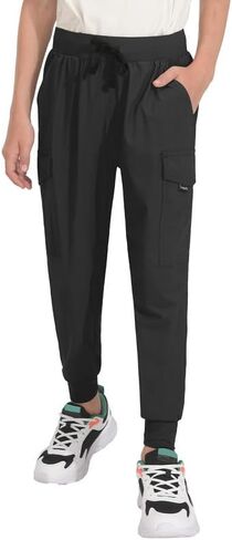 BALEAF Boy's Hiking Pants Quick Dry Youth Cargo Joggers Lightweight Elastic Waist Pants Casual Athletic Running Outdoor in Saudi Arabia