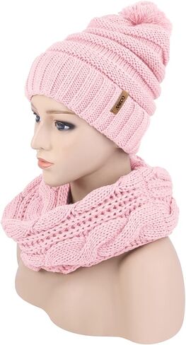 Aneco Winter Warm Knitted Scarf Beanie Hat and Gloves Set Men & Women's Soft Stretch Hat Scarf and Mitten Set in Kuwait