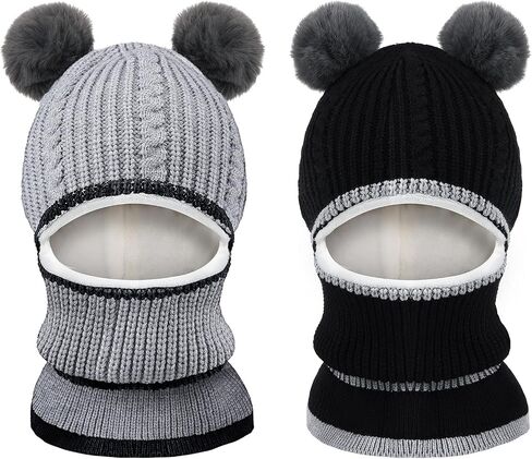 2 Pieces Kids Hood Scarf Kids Knit Hat Winter Thick Earflap Skull Caps for Boy Girls in Saudi Arabia