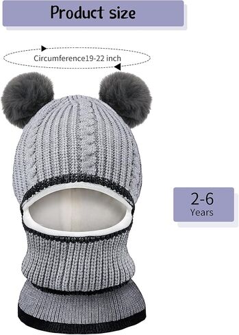 2 Pieces Kids Hood Scarf Kids Knit Hat Winter Thick Earflap Skull Caps for Boy Girls in Saudi Arabia