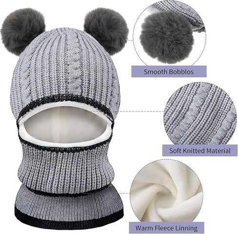 2 Pieces Kids Hood Scarf Kids Knit Hat Winter Thick Earflap Skull Caps for Boy Girls in Saudi Arabia