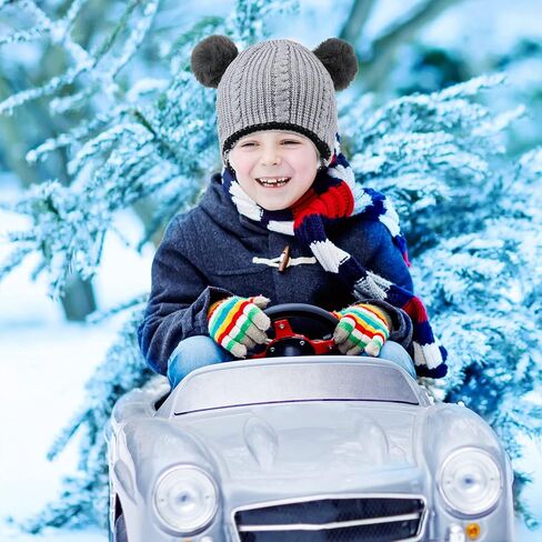2 Pieces Kids Hood Scarf Kids Knit Hat Winter Thick Earflap Skull Caps for Boy Girls in Saudi Arabia