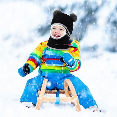 2 Pieces Kids Hood Scarf Kids Knit Hat Winter Thick Earflap Skull Caps for Boy Girls in Saudi Arabia