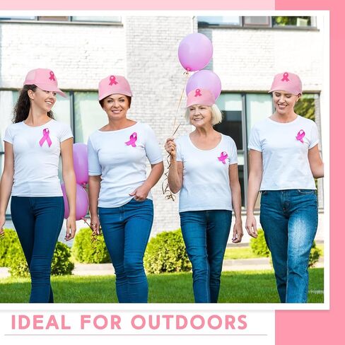 Mepase 24 Pcs Breast Cancer Awareness Hats Bulk Pink Ribbon Baseball Caps Adjustable Golf Women Hat Mesh Hats for Women Girls Breast Cancer Awareness Party Gifts in Kuwait