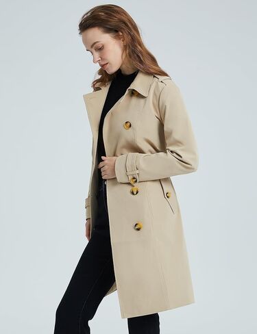Orolay Women's Mid-length Jacket Double Breasted Trench Coat with Belt in Kuwait
