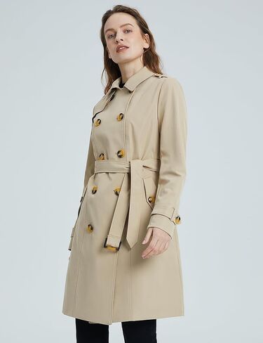 Orolay Women's Mid-length Jacket Double Breasted Trench Coat with Belt in Kuwait