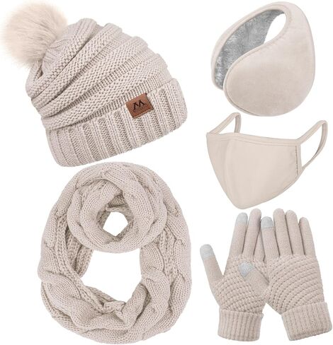 Motarto Winter Warm Set Knitted Beanie Hat Scarf and Gloves Ear Warmers Men and Women Warm Cover Cold Weather Gear Set in Kuwait