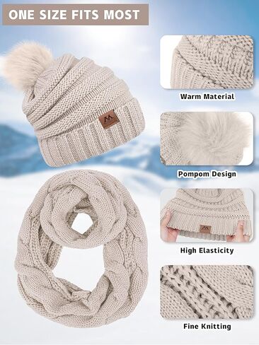 Motarto Winter Warm Set Knitted Beanie Hat Scarf and Gloves Ear Warmers Men and Women Warm Cover Cold Weather Gear Set in Kuwait