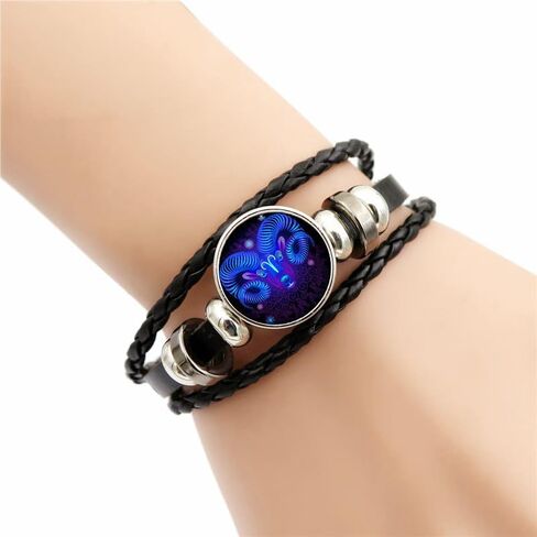 Angyape Zodiac Signs Spirit Bracelet, 12 Constellation Handmade Bead Woven Multilayer Adjustable Leather Bracelet Jewelry Accessories Gift for Constellation Lover in Kuwait