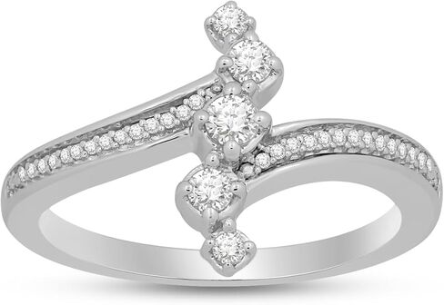Jewelili Sterling Silver 1/4 Cttw Natural White Round Diamond Promise Ring, Size 7 in Saudi Arabia