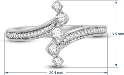 Jewelili Sterling Silver 1/4 Cttw Natural White Round Diamond Promise Ring, Size 7 in Saudi Arabia