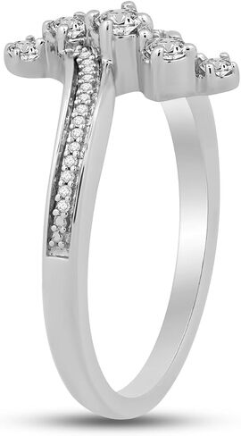 Jewelili Sterling Silver 1/4 Cttw Natural White Round Diamond Promise Ring, Size 7 in Saudi Arabia