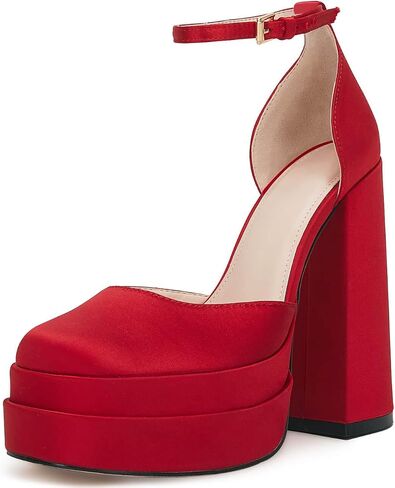 VETASTE Womens Platform Heels Chunky High Heels Ankle Buckle Strap Pumps Party Wedding Dress Shoes in Saudi Arabia