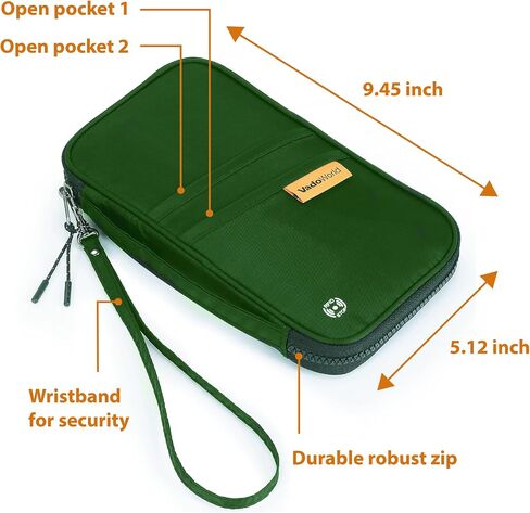 محفظة حامل جواز السفر العائلية من فادوورلد، حجب RFID، ضروري للسفر للرجال والنساء، منظم وثائق السفر (أسود) in Kuwait