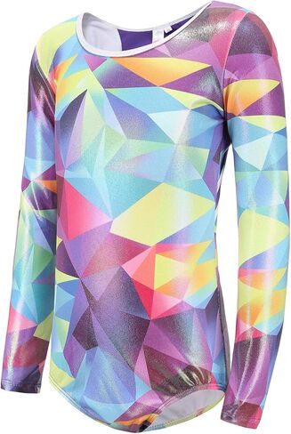 Ukyzddio Leotards for Girls Gymnastics Ballet Dance Geometric Metallic Tank Leotards in Kuwait
