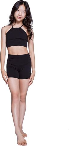 Jo+Jax Eclipse Crop Top | High-Neck Front and Criss-Cross Open Back | Four Way Stretch and Full Coverage fit, Perfect for Dance, Gymnastics and Ballet Black in Kuwait