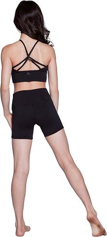 Jo+Jax Eclipse Crop Top | High-Neck Front and Criss-Cross Open Back | Four Way Stretch and Full Coverage fit, Perfect for Dance, Gymnastics and Ballet Black in Kuwait