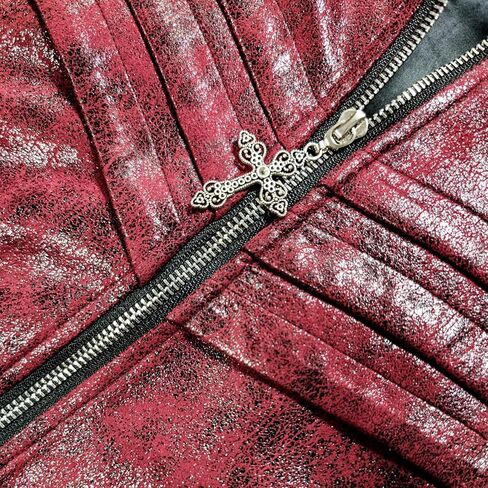 Thopil Men's Faux Leather Steampunk Jacket Gothic Victorian Frock Coat Costume in Kuwait