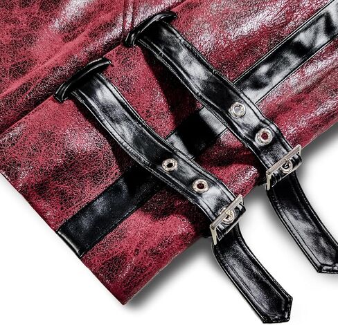 Thopil Men's Faux Leather Steampunk Jacket Gothic Victorian Frock Coat Costume in Kuwait