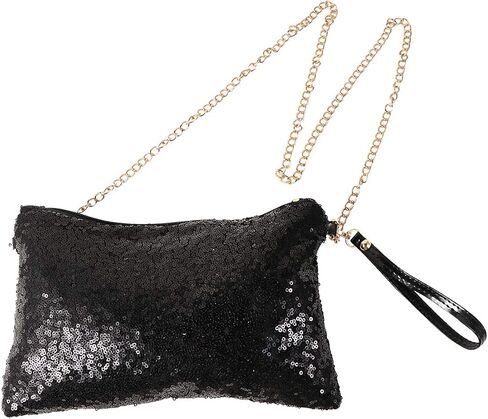 Tinksky Sparkly Sequin Handbag Lady Party Evening Clutch Shoulder Bag, Mother's Day gift or gift for women (Black), 10 * 7.1 * 0.8 inch in Saudi Arabia