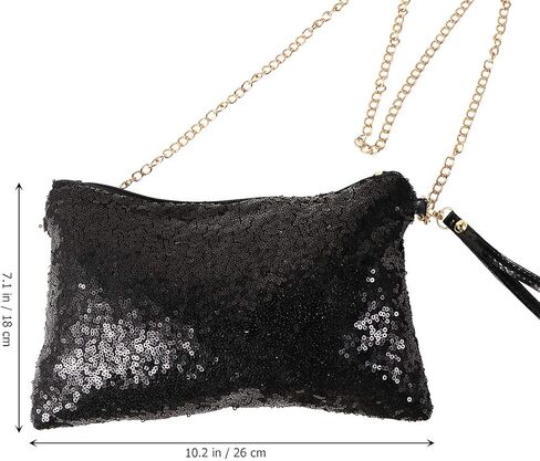 Tinksky Sparkly Sequin Handbag Lady Party Evening Clutch Shoulder Bag, Mother's Day gift or gift for women (Black), 10 * 7.1 * 0.8 inch in Saudi Arabia