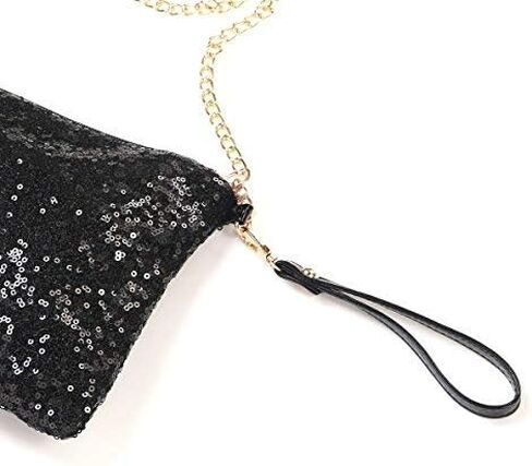 Tinksky Sparkly Sequin Handbag Lady Party Evening Clutch Shoulder Bag, Mother's Day gift or gift for women (Black), 10 * 7.1 * 0.8 inch in Saudi Arabia