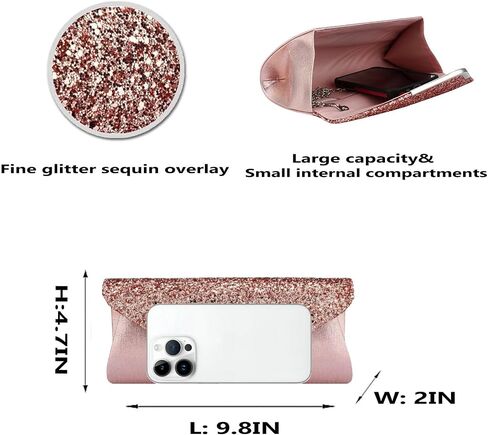 Vistatroy Women Glitter Sequins Envelope Evening Bag Handbag Party Bridal Clutch Purse in Kuwait