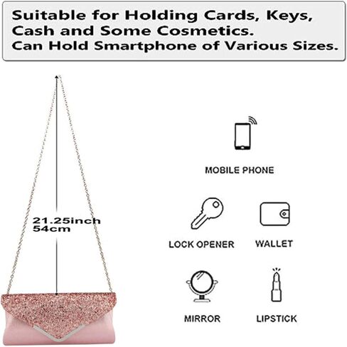 Vistatroy Women Glitter Sequins Envelope Evening Bag Handbag Party Bridal Clutch Purse in Kuwait