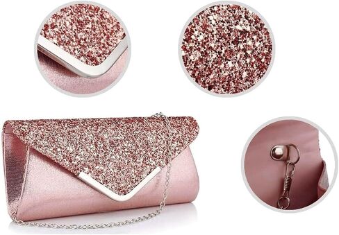 Vistatroy Women Glitter Sequins Envelope Evening Bag Handbag Party Bridal Clutch Purse in Kuwait